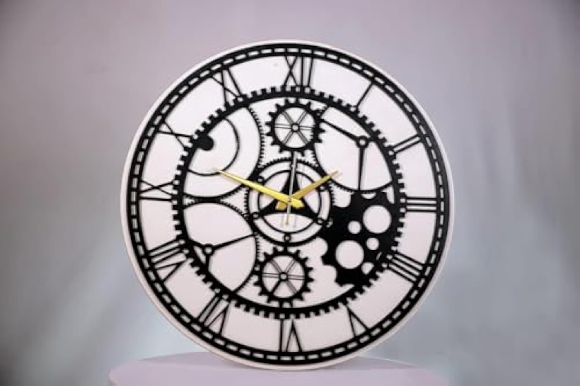 Gear Wall Clock with Vintage Roman Numerals
